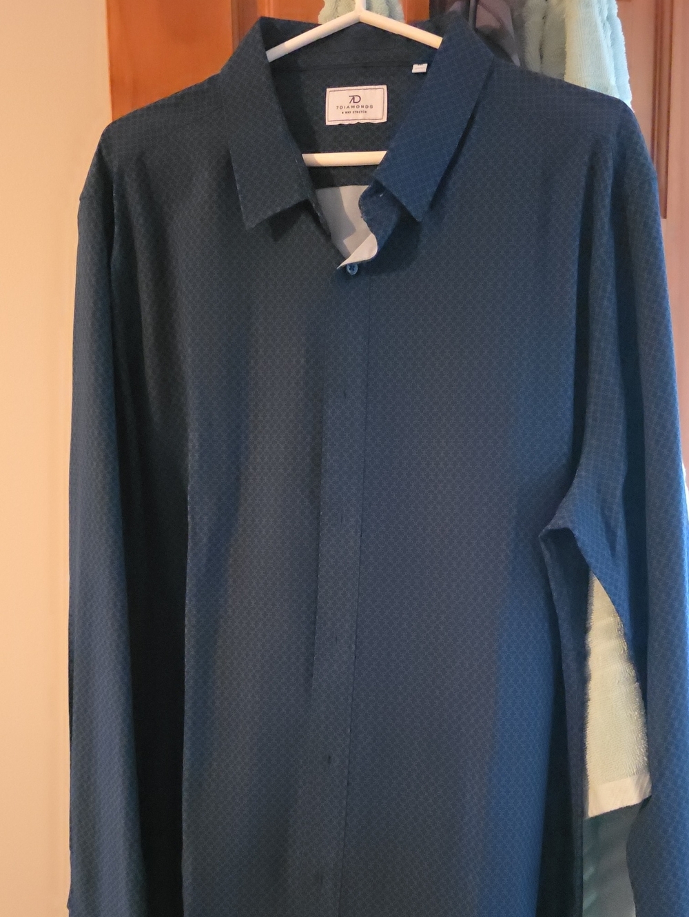 7 Diamonds Men's Deep Teal Micro-Pattern Dress Shirt